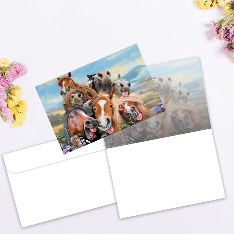 Tree-Free Greetings EcoNotes 12 Count Horses Selfie All Occasion Notecard Set with Envelopes, 4 x 6 Inches (FS56896) - Image 2